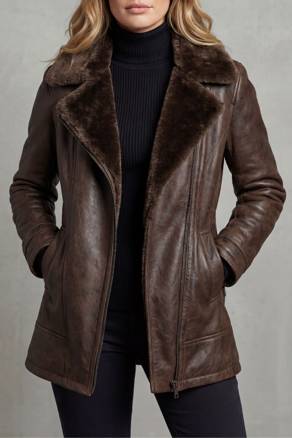 Ravella – Shearling-lined elegance – Leather jacket