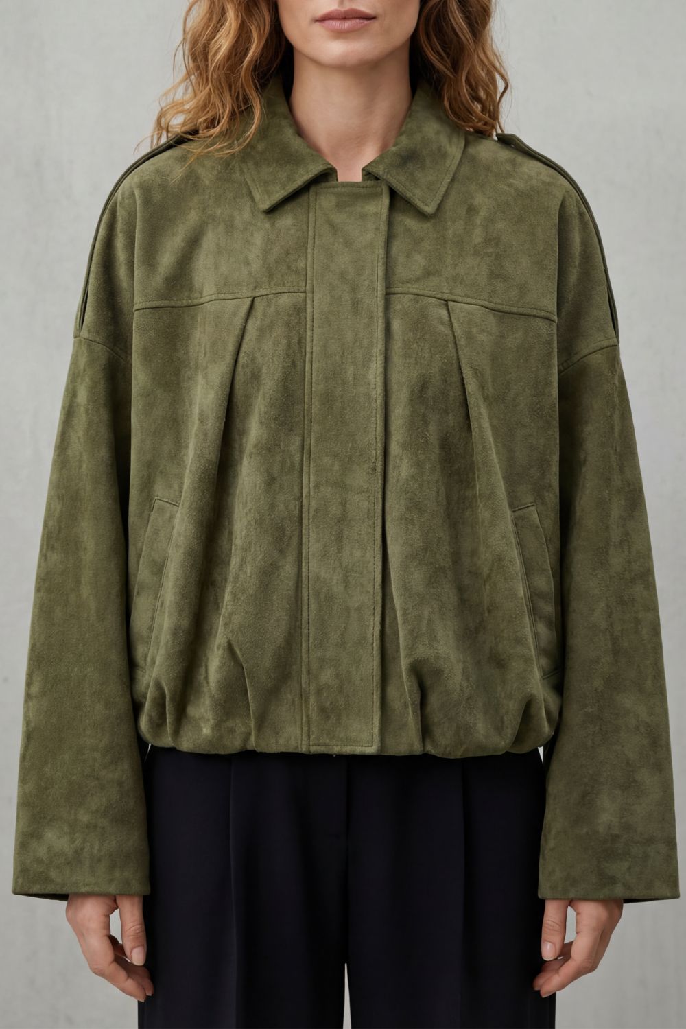 Solenné – Sculpted volume – Suede bomber jacket