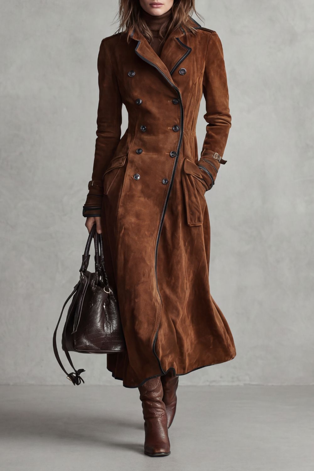Marcelline – Tailored elegance – Long suede coat