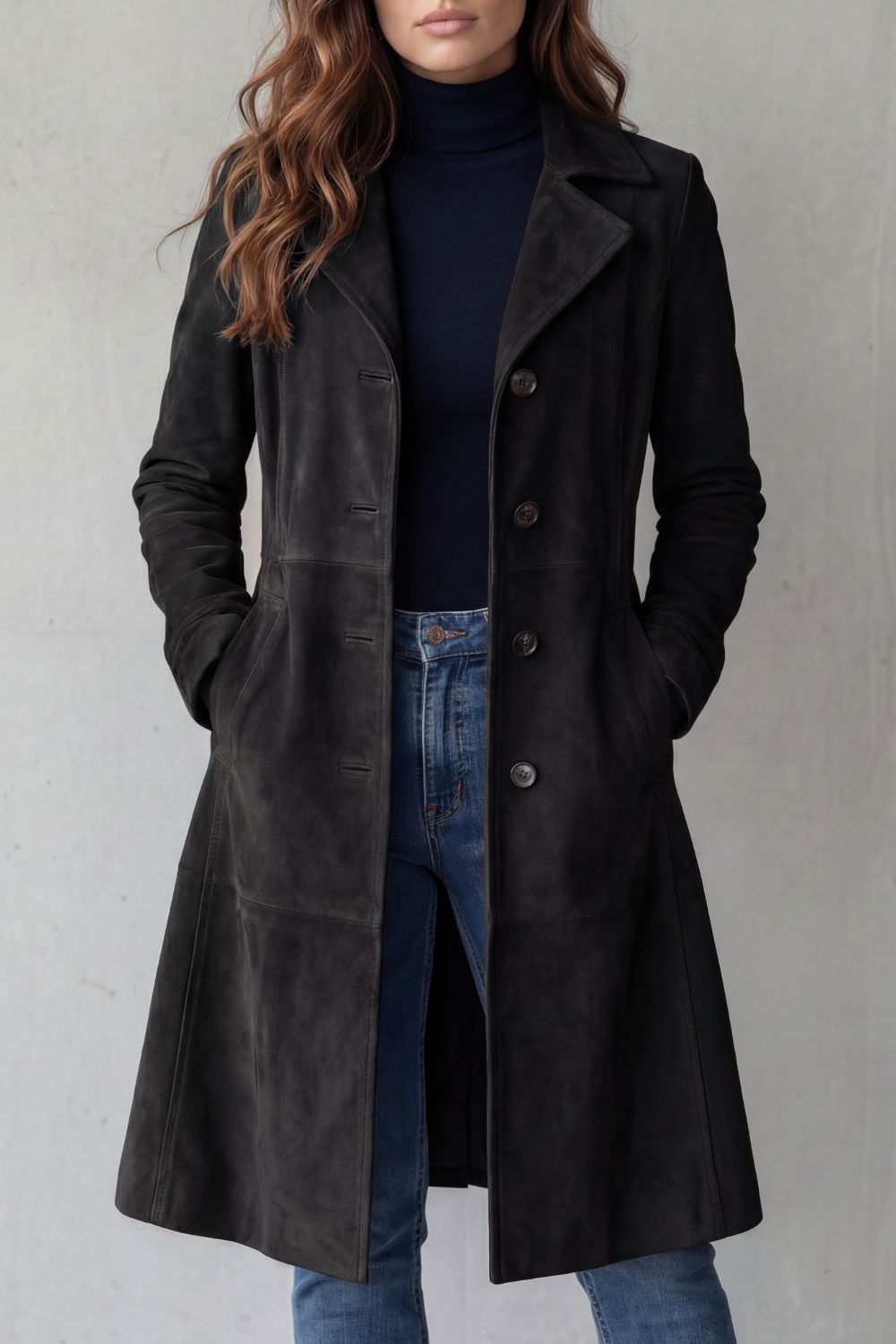 Delvienne – Vintage suede finish – Longline coat