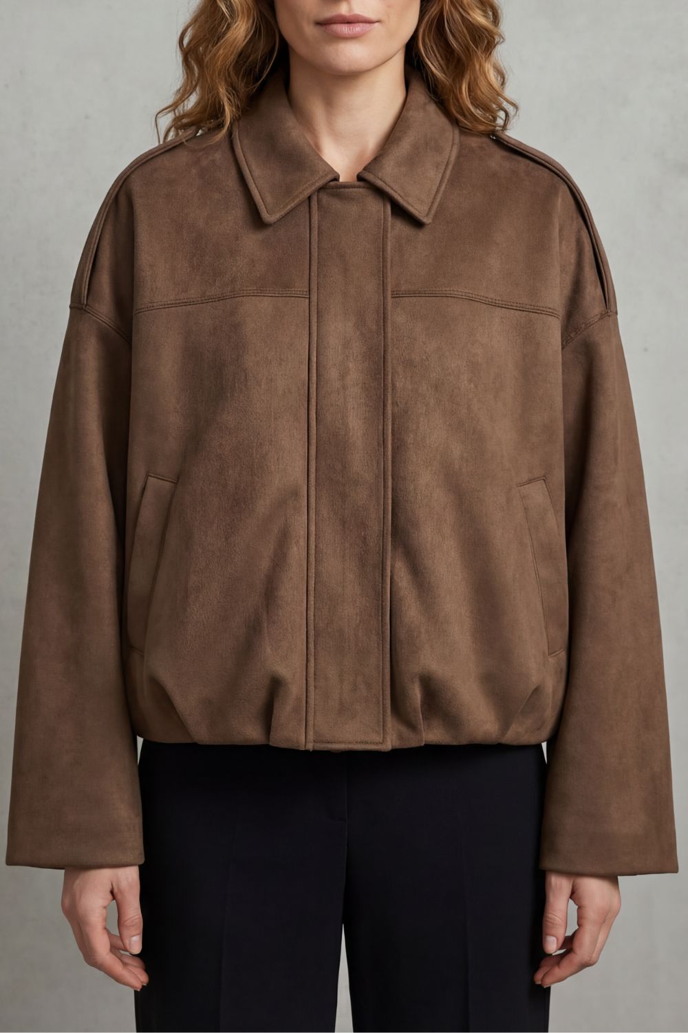 Solenné – Sculpted volume – Suede bomber jacket