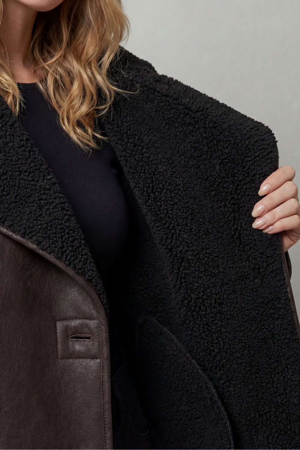 Bravonne – Shearling-lined design – Oversized aviator jacket