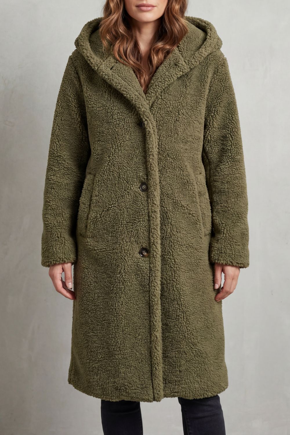 Fioranta – Plush hooded design – Long teddy coat