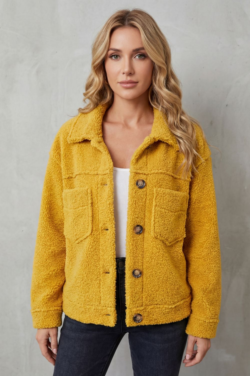 Floretta – Textured fleece style – Button-up jacket
