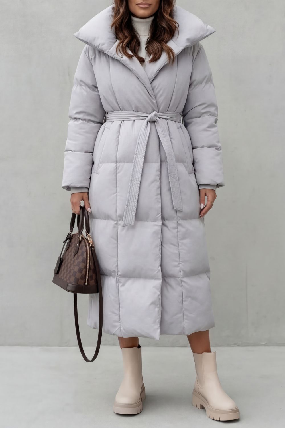 Frescetta – Belted silhouette – Long padded puffer coat