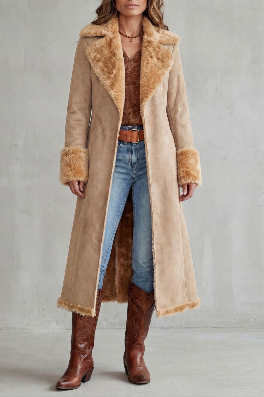 Rovigna – Western shearling charm – Longline coat