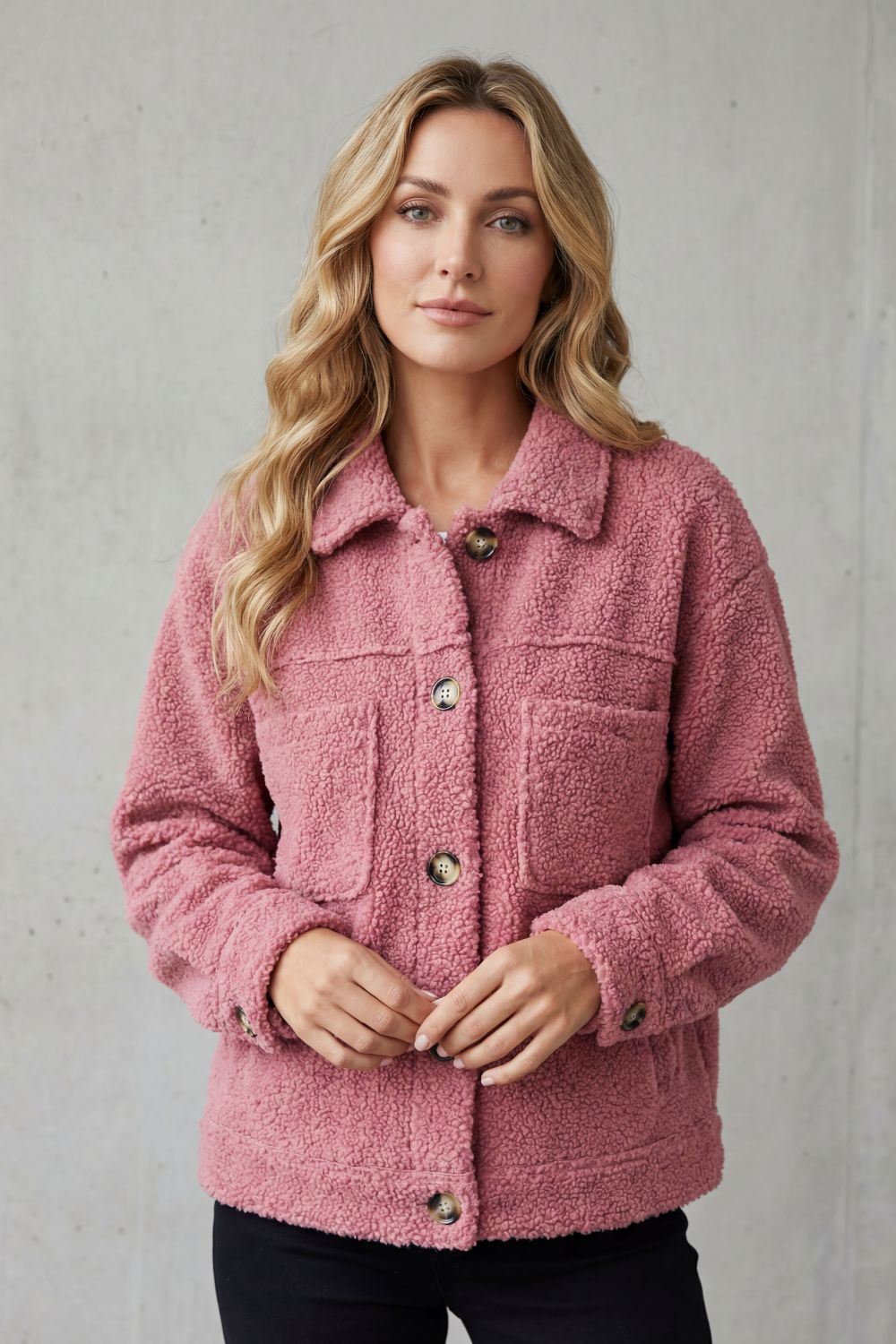 Floretta – Textured fleece style – Button-up jacket