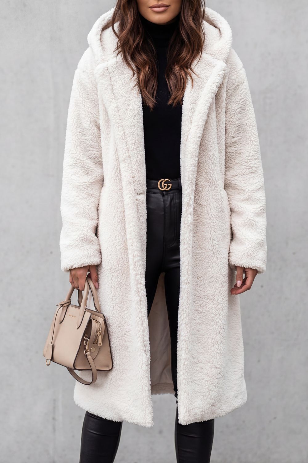 Fioranta – Plush hooded design – Long teddy coat