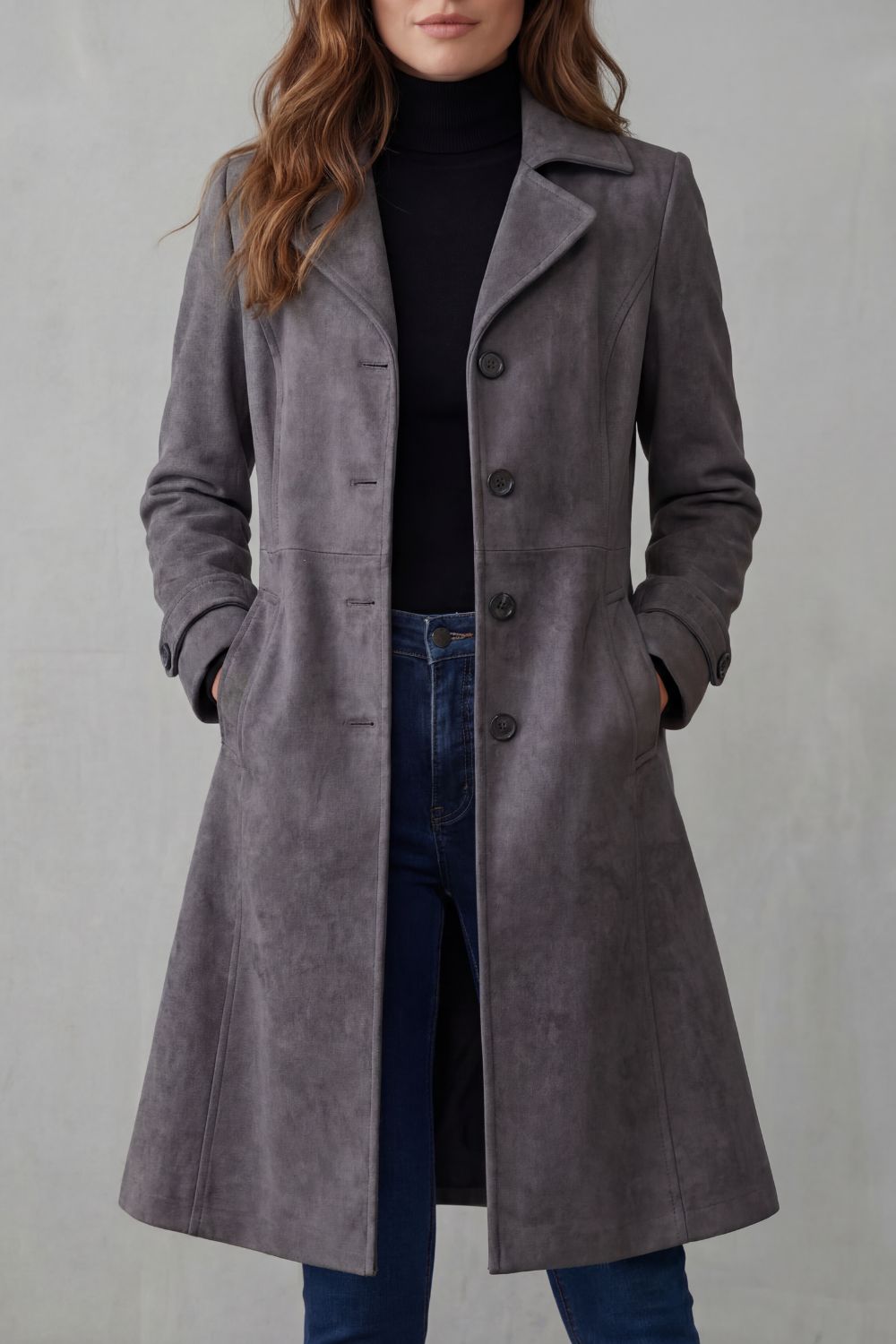 Delvienne – Vintage suede finish – Longline coat
