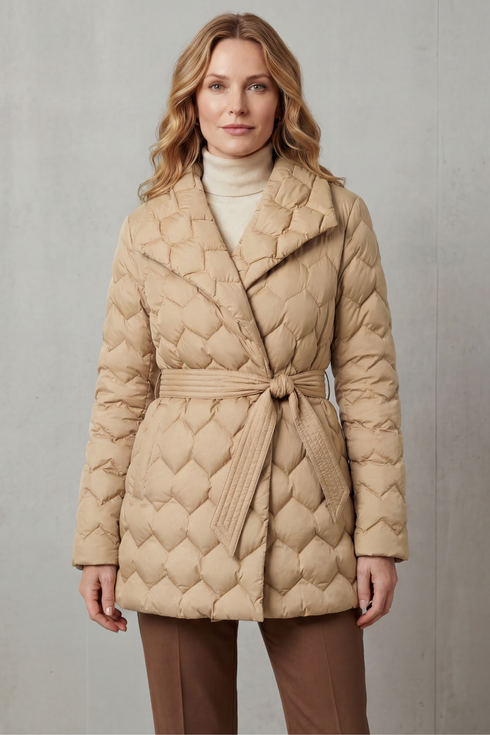 Solenza – Sculpted quilt – Belted puffer jacket