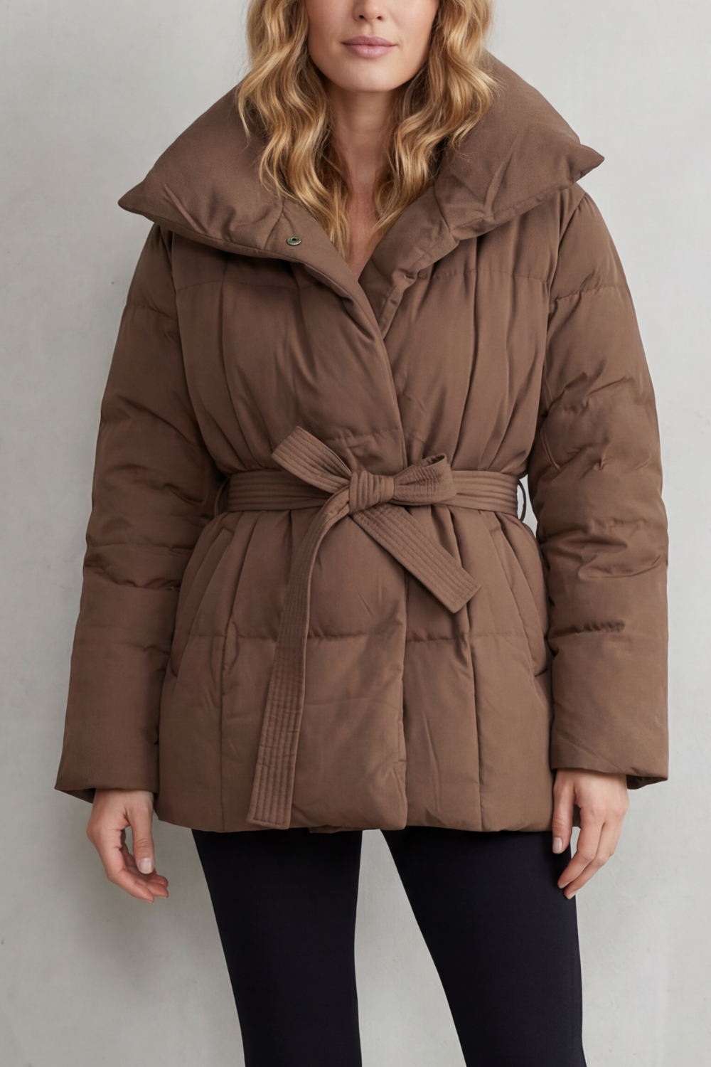 Valmira – Oversized collar – Belted puffer coat