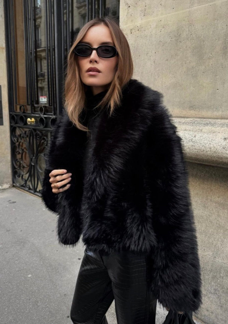 Stella - Lux Black Fur Coat