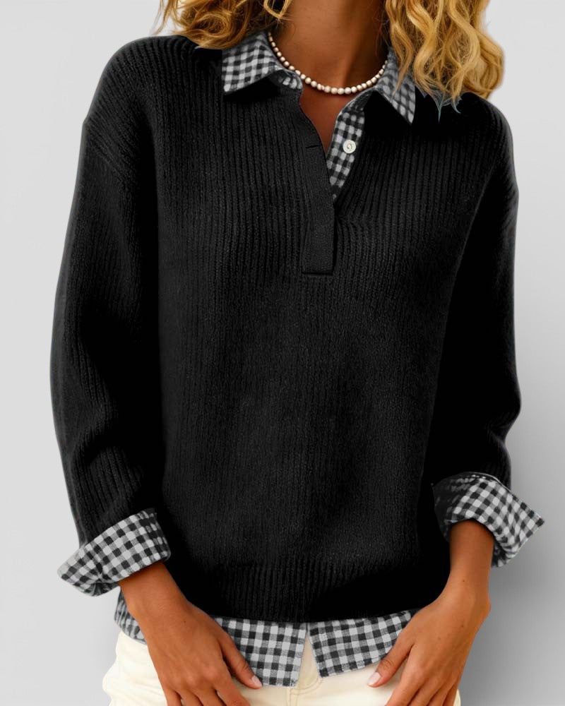 Alicia™ | Knitted Jumper with plaid detail