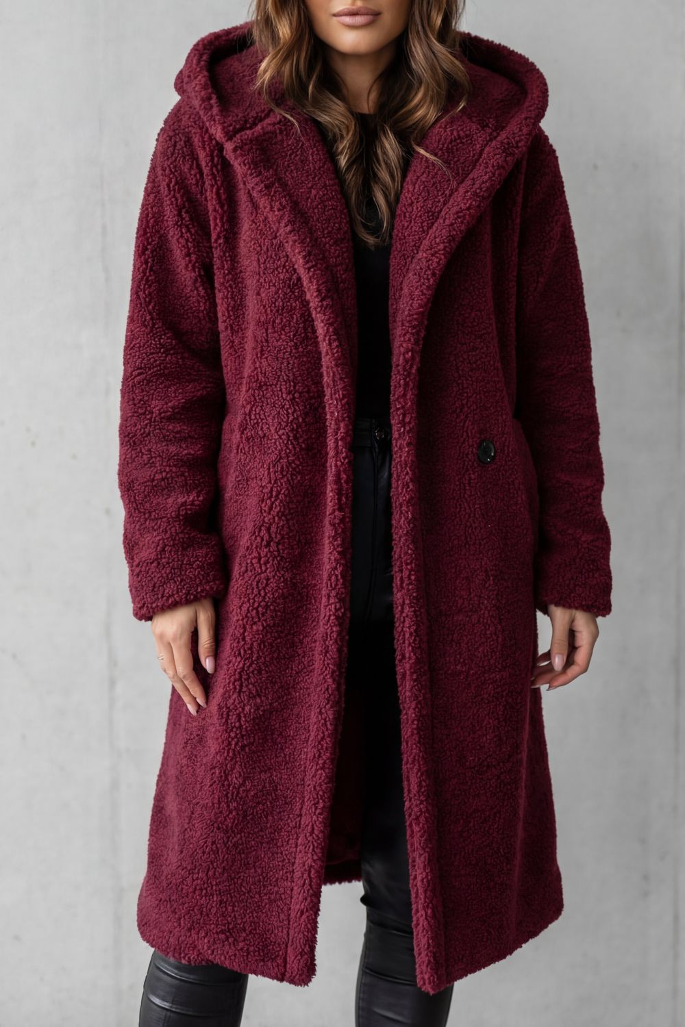 Fioranta – Plush hooded design – Long teddy coat