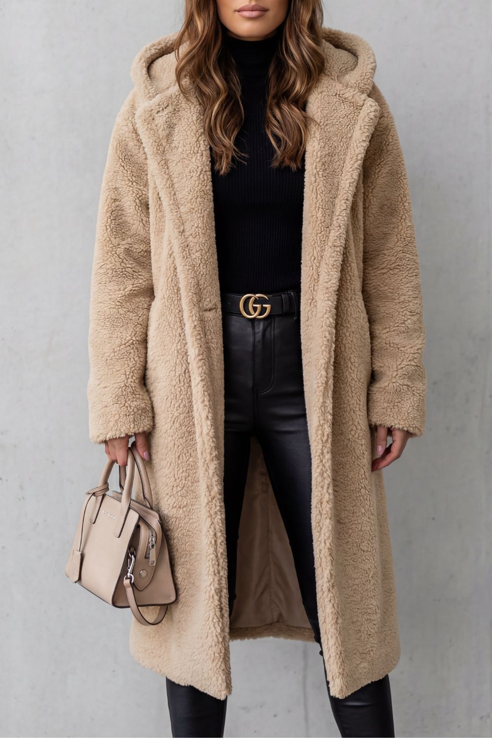 Fioranta – Plush hooded design – Long teddy coat