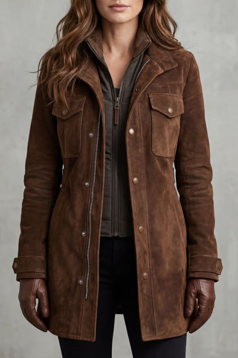 Bellavue – Tailored suede finish – Longline coat