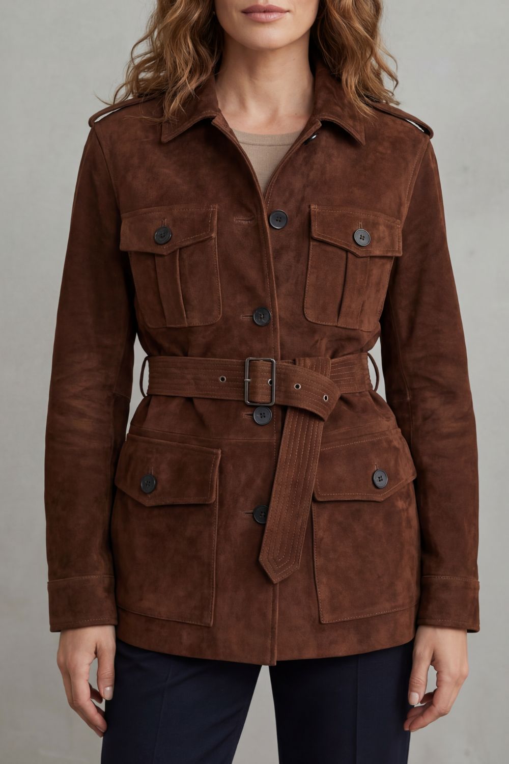 Valcarin – Belted suede style – Utility jacket
