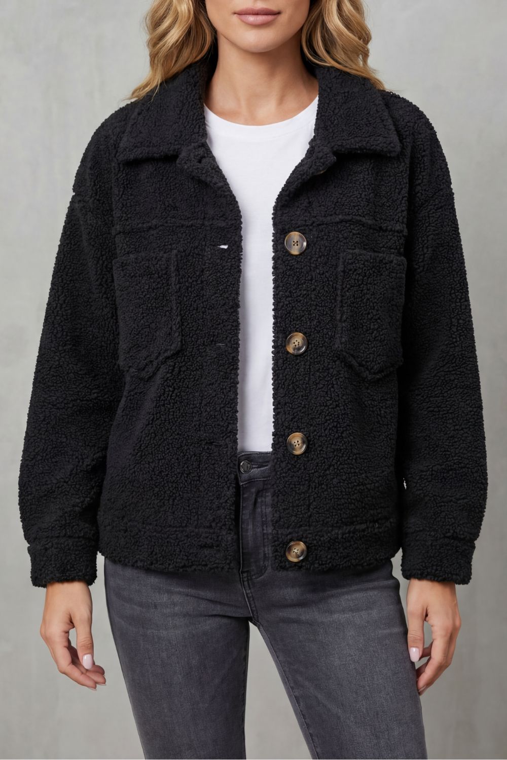 Floretta – Textured fleece style – Button-up jacket