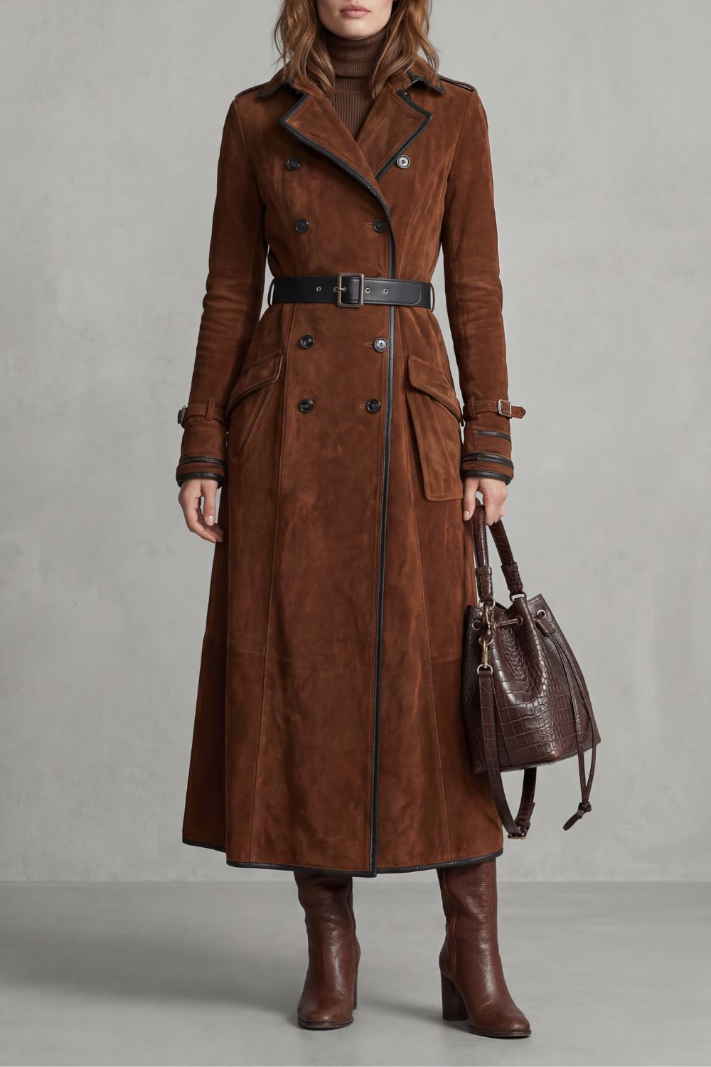 Marcelline – Tailored elegance – Long suede coat