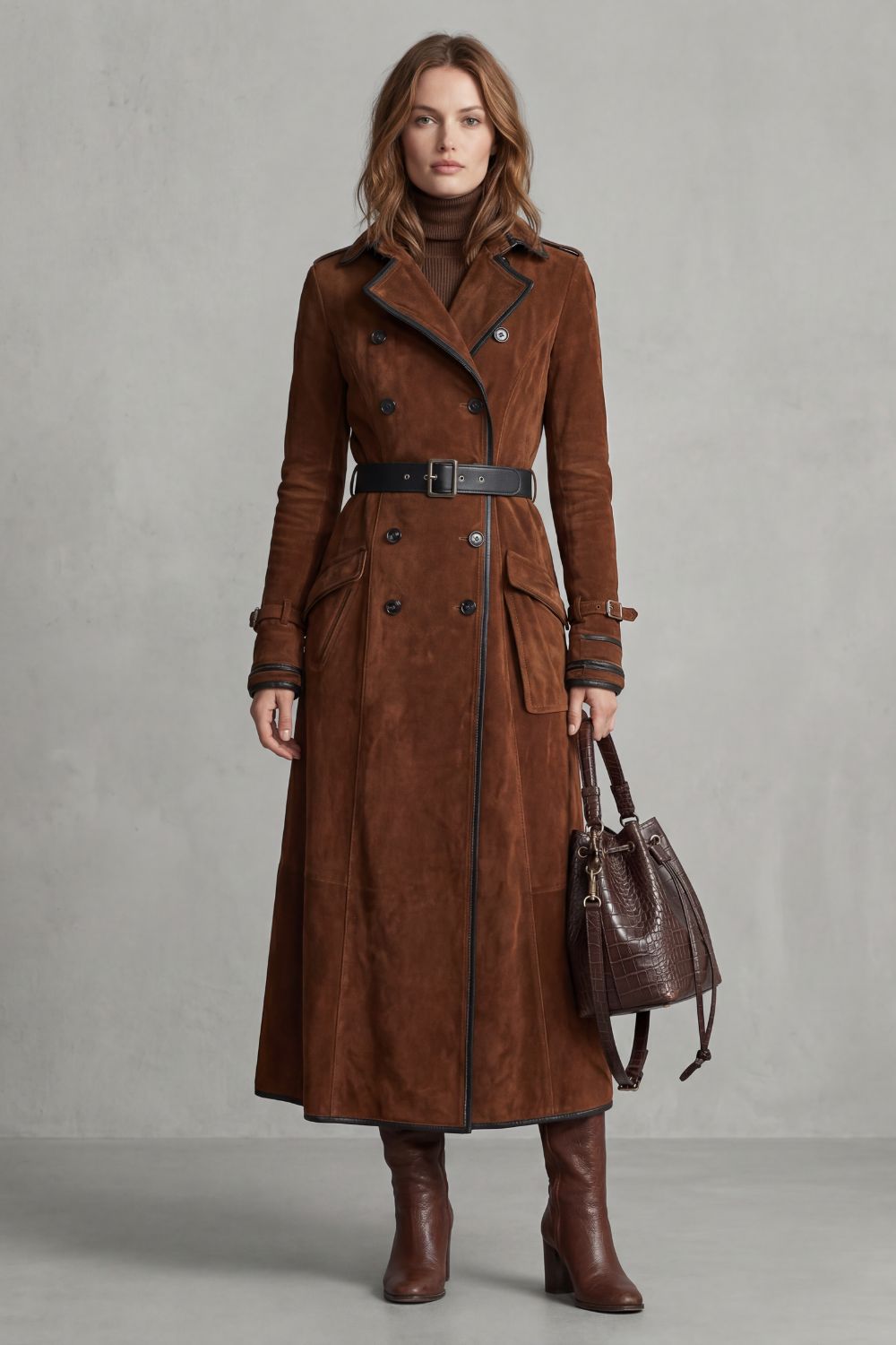 Marcelline – Tailored elegance – Long suede coat