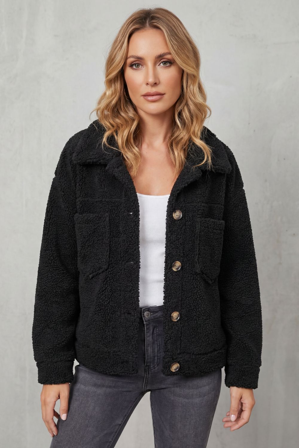 Floretta – Textured fleece style – Button-up jacket