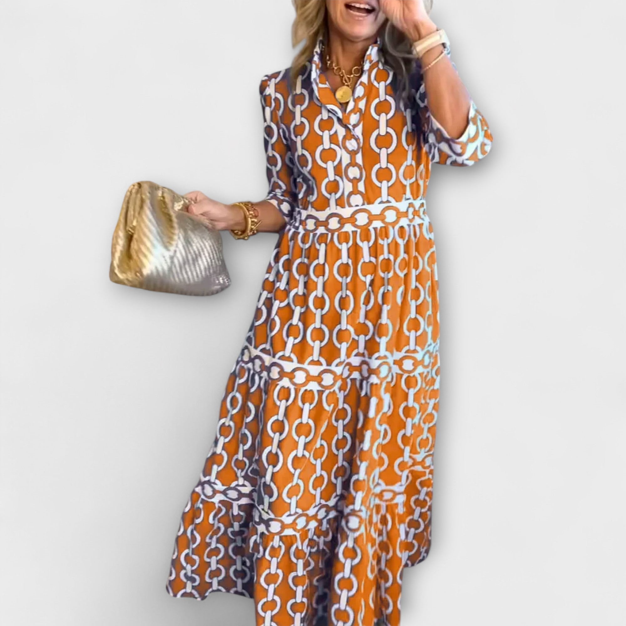 Lunedra | Midi dress with chain pattern