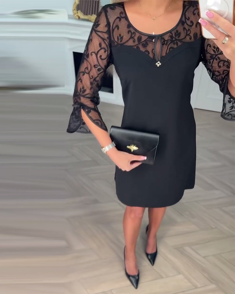 Corvenya | Long Sleeve Patchwork Dress