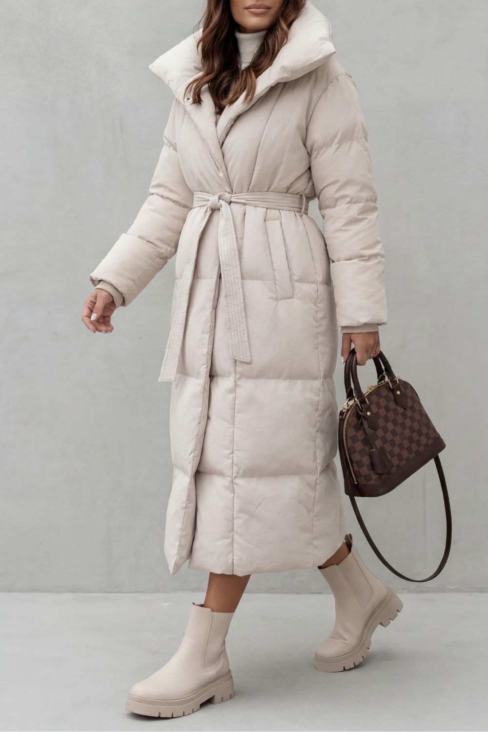Frescetta – Belted silhouette – Long padded puffer coat
