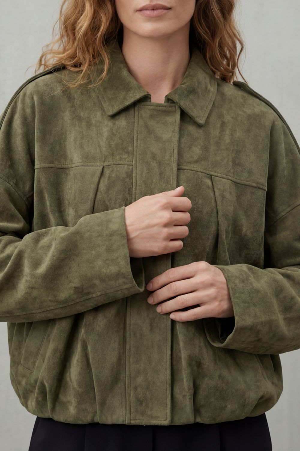 Solenné – Sculpted volume – Suede bomber jacket