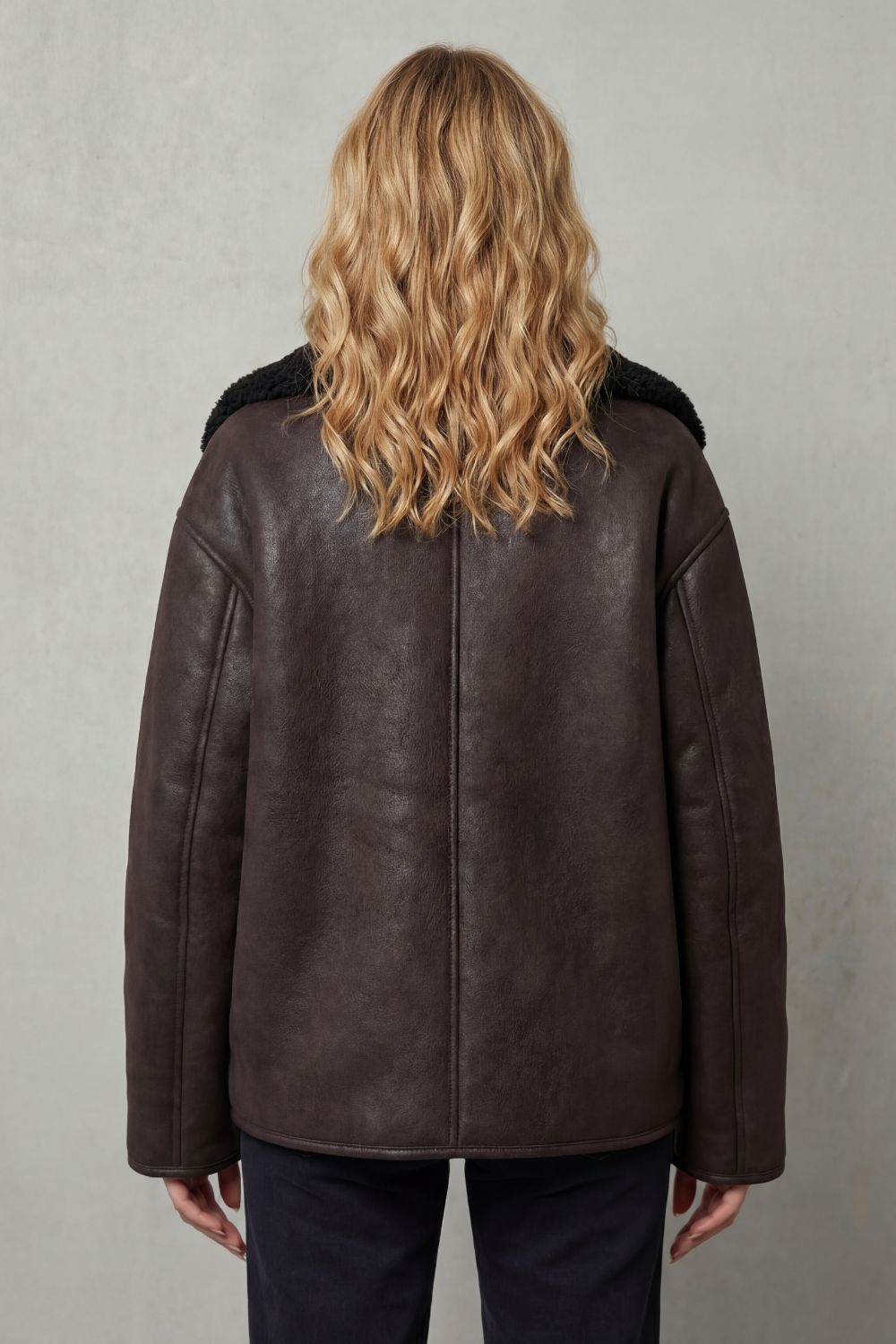 Bravonne – Shearling-lined design – Oversized aviator jacket