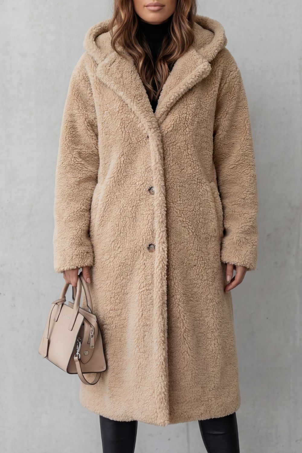 Fioranta – Plush hooded design – Long teddy coat