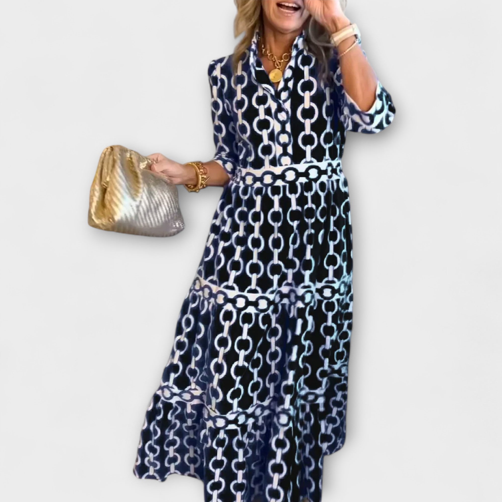 Lunedra | Midi dress with chain pattern
