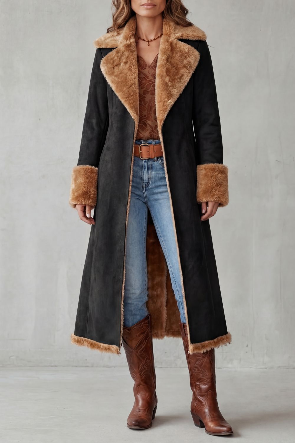 Rovigna – Western shearling charm – Longline coat