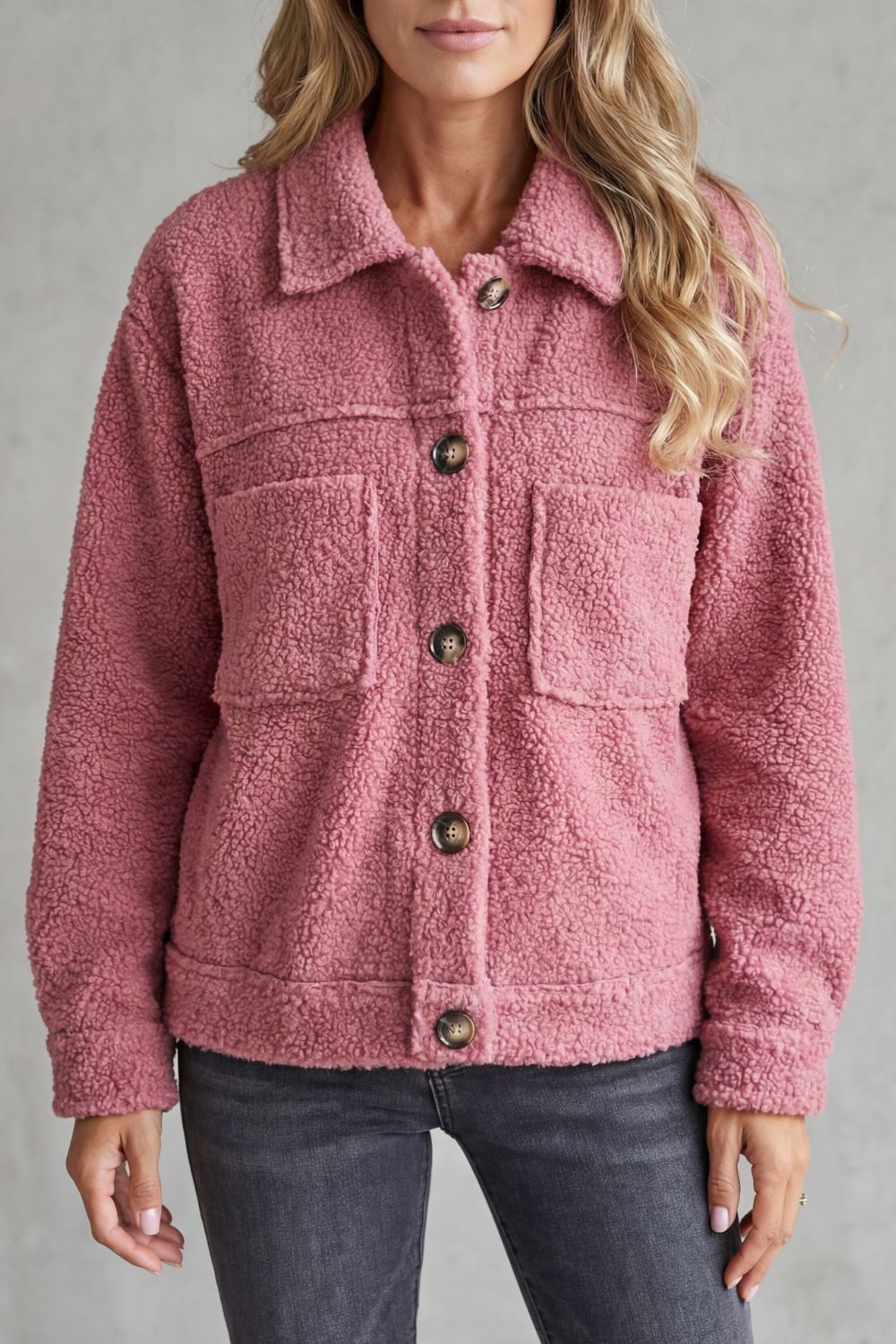 Floretta – Textured fleece style – Button-up jacket