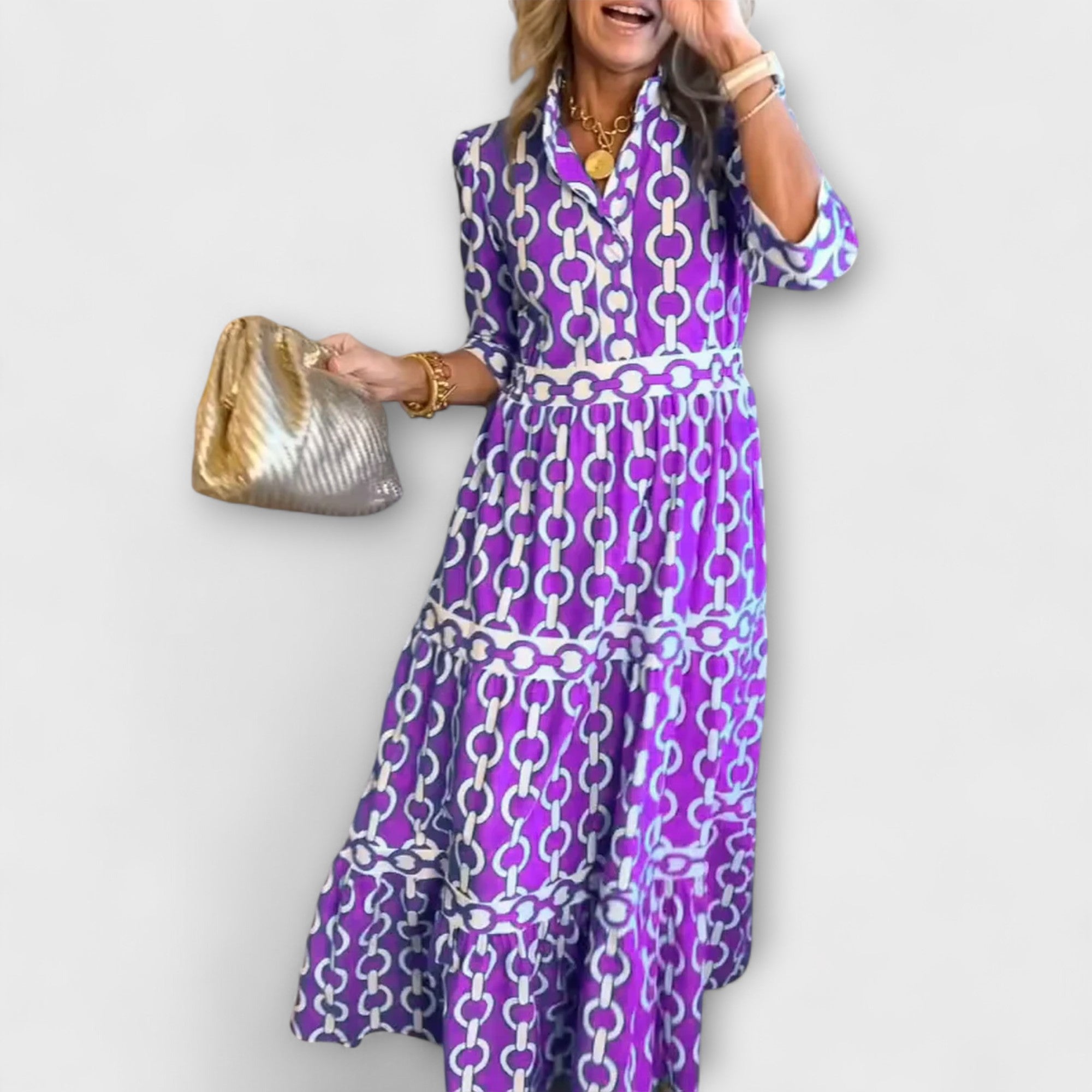 Lunedra | Midi dress with chain pattern