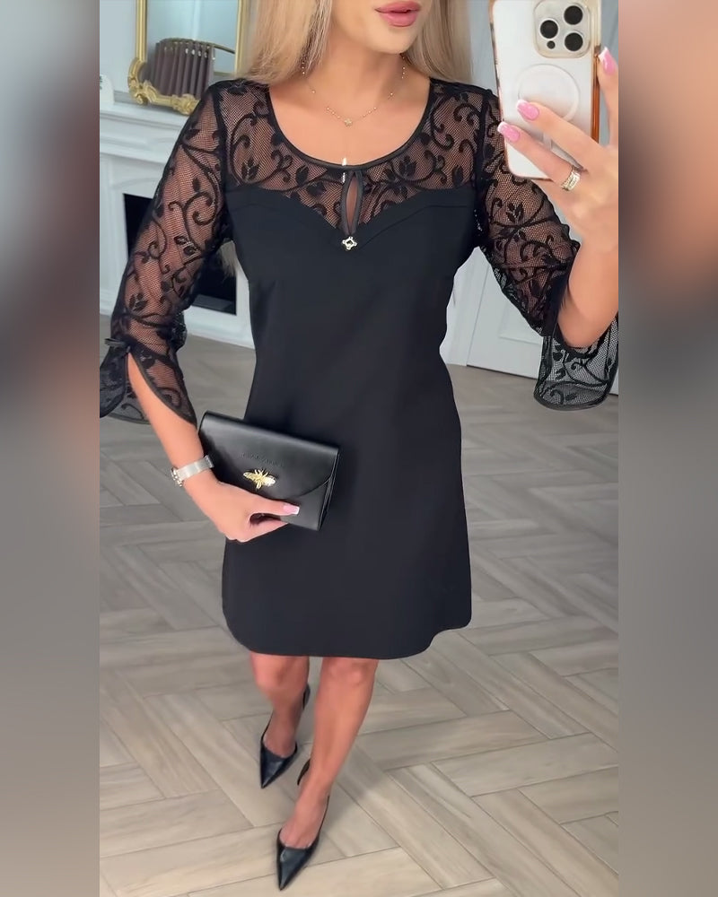 Corvenya | Long Sleeve Patchwork Dress