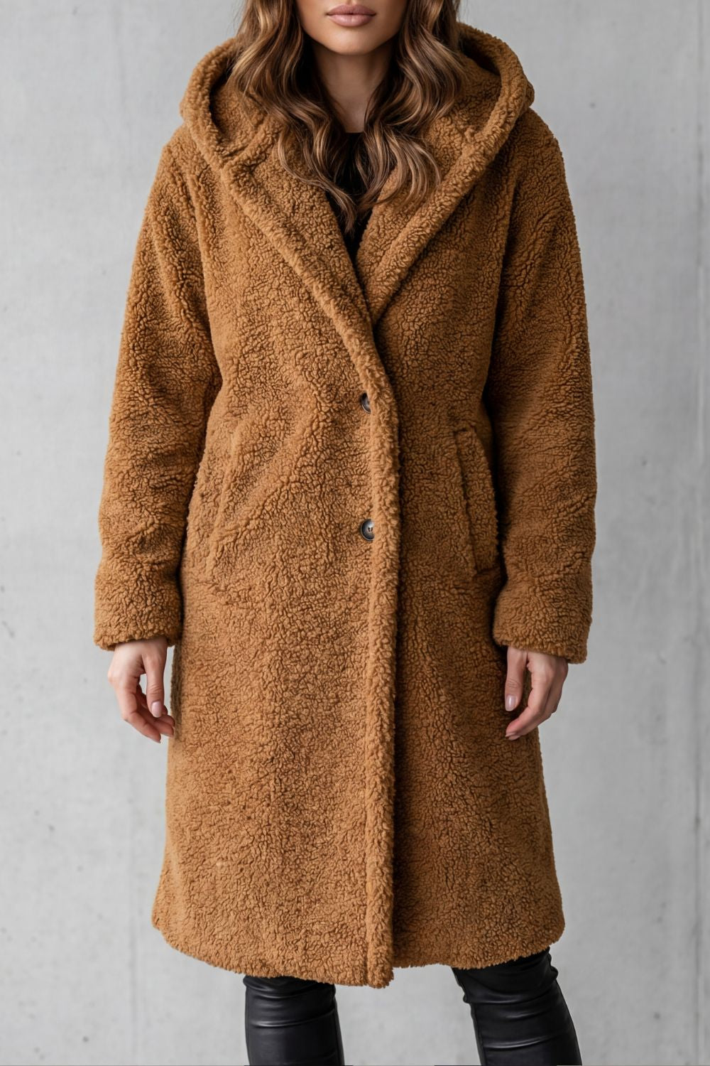 Fioranta – Plush hooded design – Long teddy coat