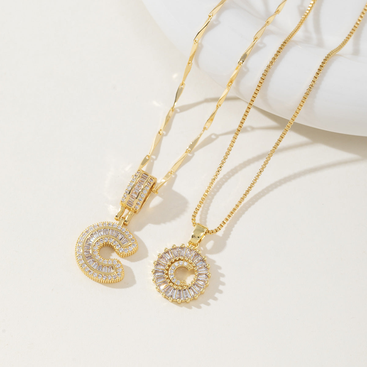 AISHA™ - Elegant 2-Pack Initial Letter Pendant Necklaces