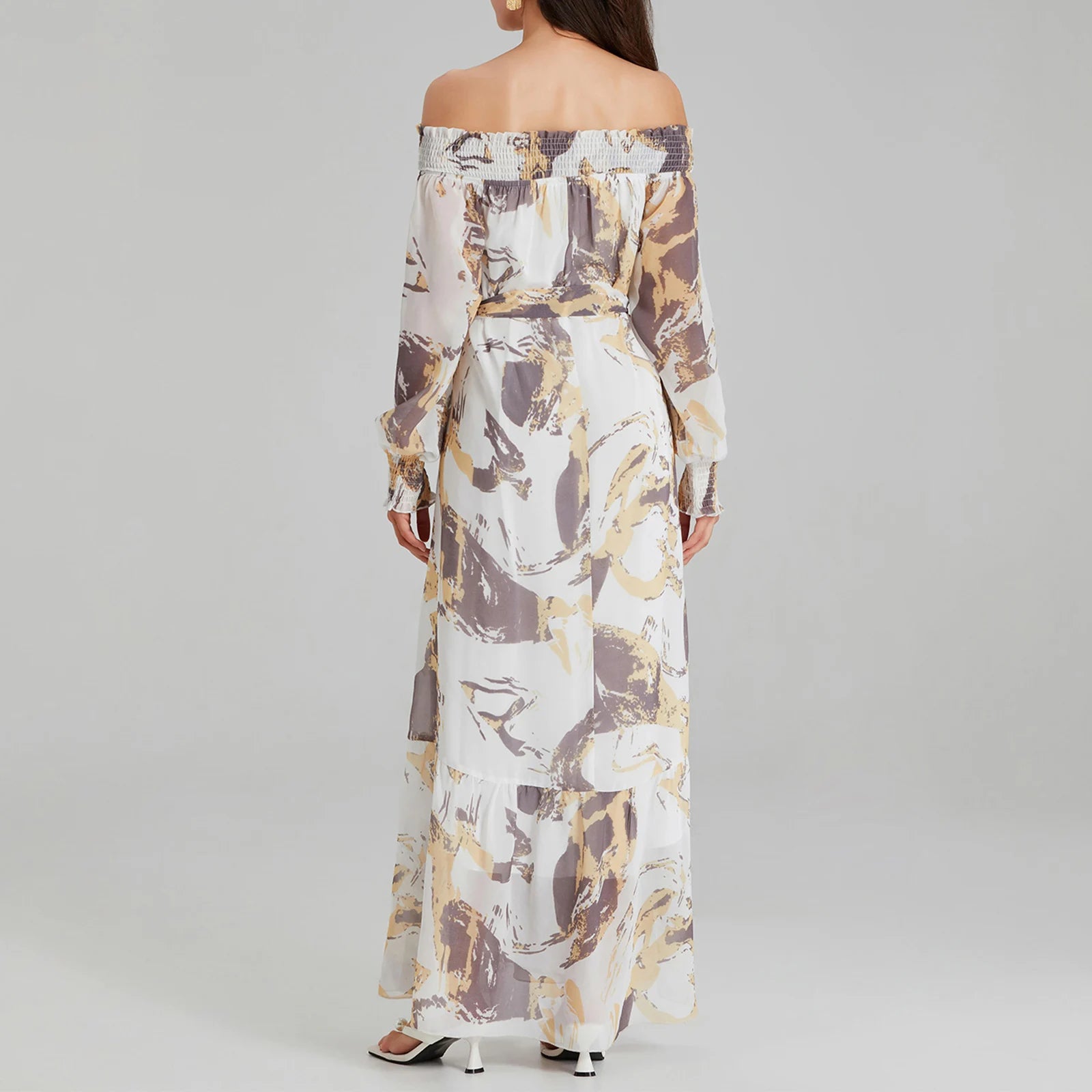 Premium Chiffon Maxi Dress with Belted Waist