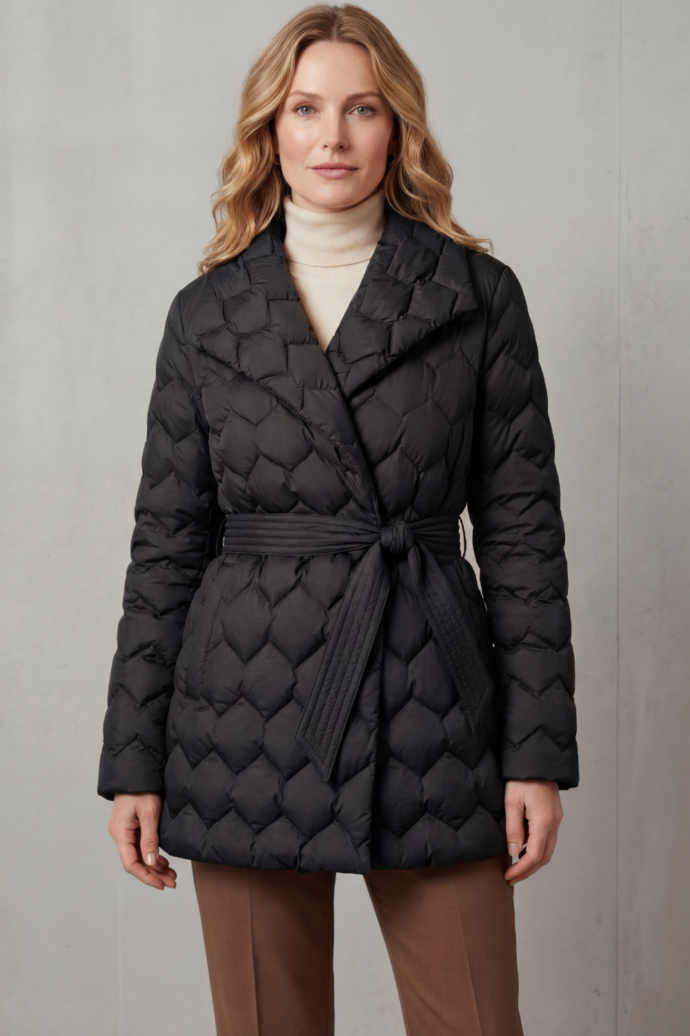 Solenza – Sculpted quilt – Belted puffer jacket