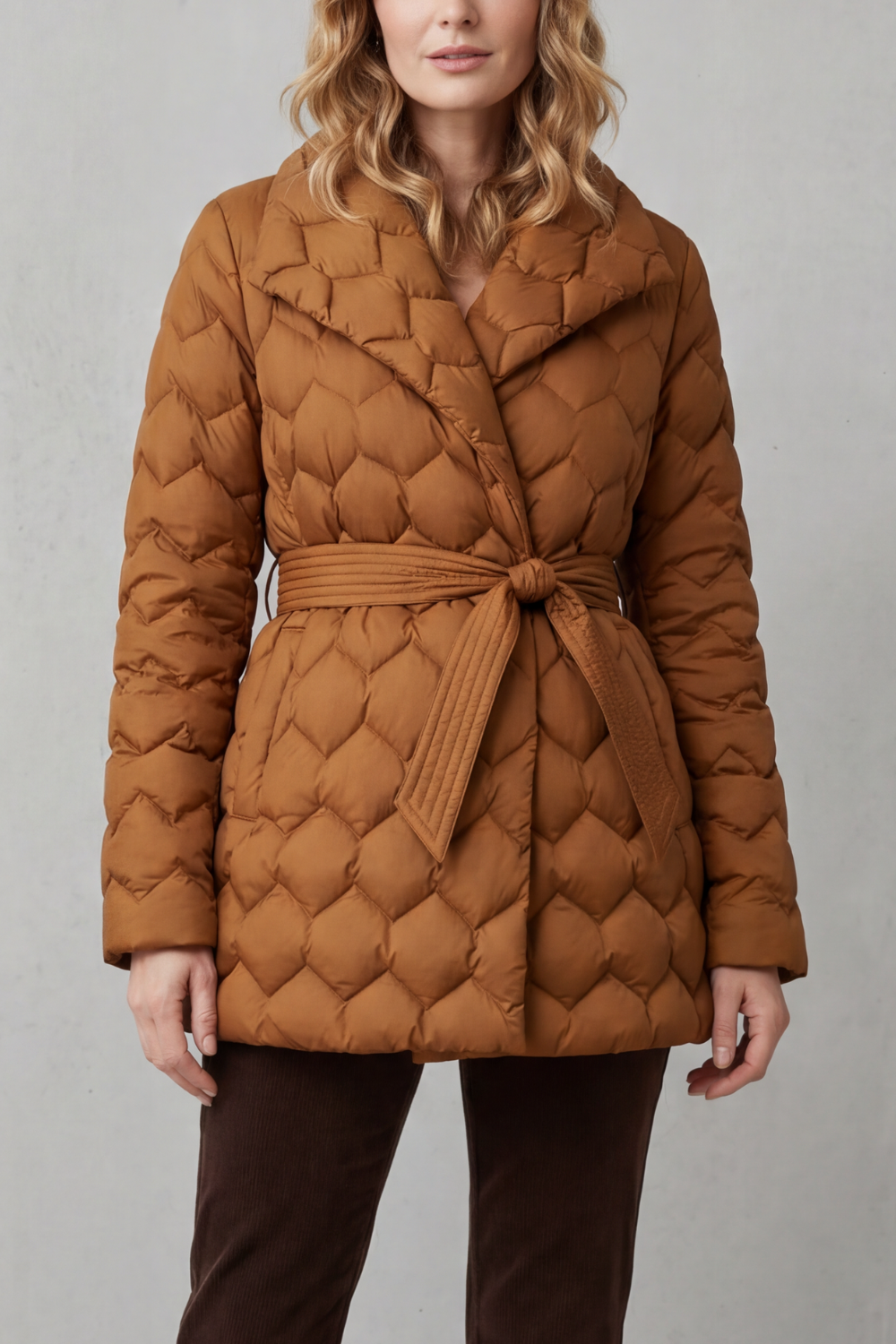 Solenza – Sculpted quilt – Belted puffer jacket