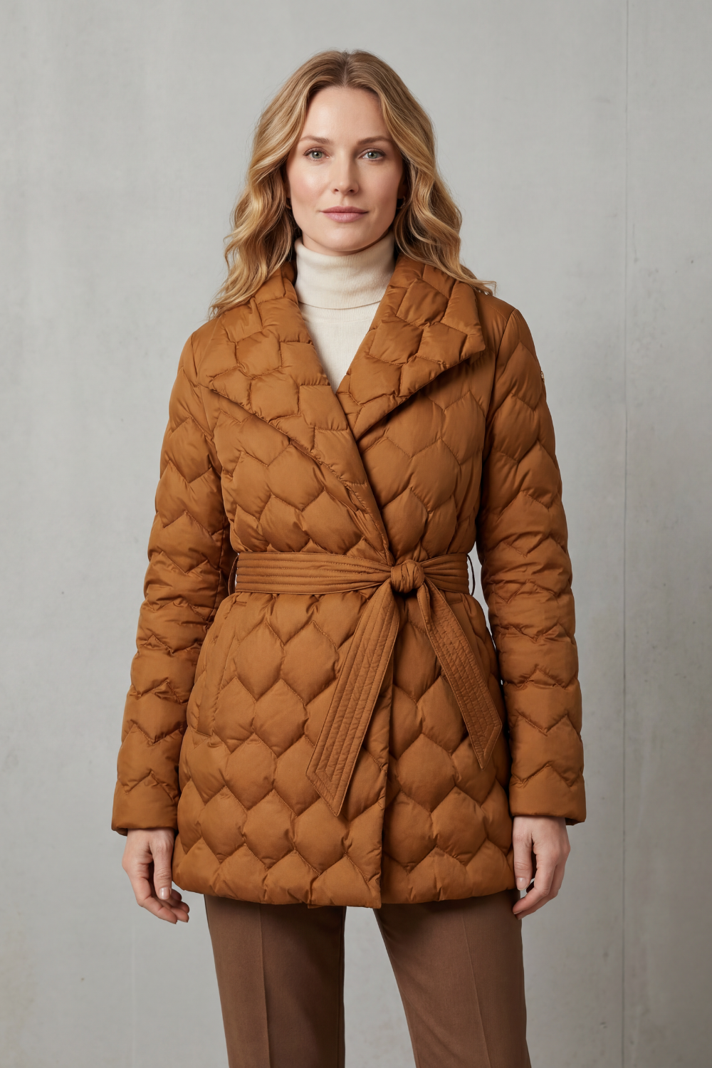 Solenza – Sculpted quilt – Belted puffer jacket